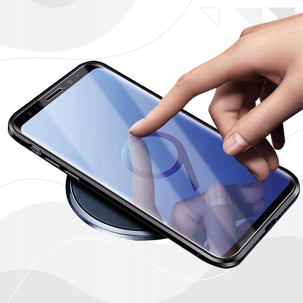 MAGNETYCZNE Etui do iPhone 15 DUAL SZKŁO PRYWATYZUJĄCE CHRONIĄCE PRYWATNOŚĆ Kolor czarny