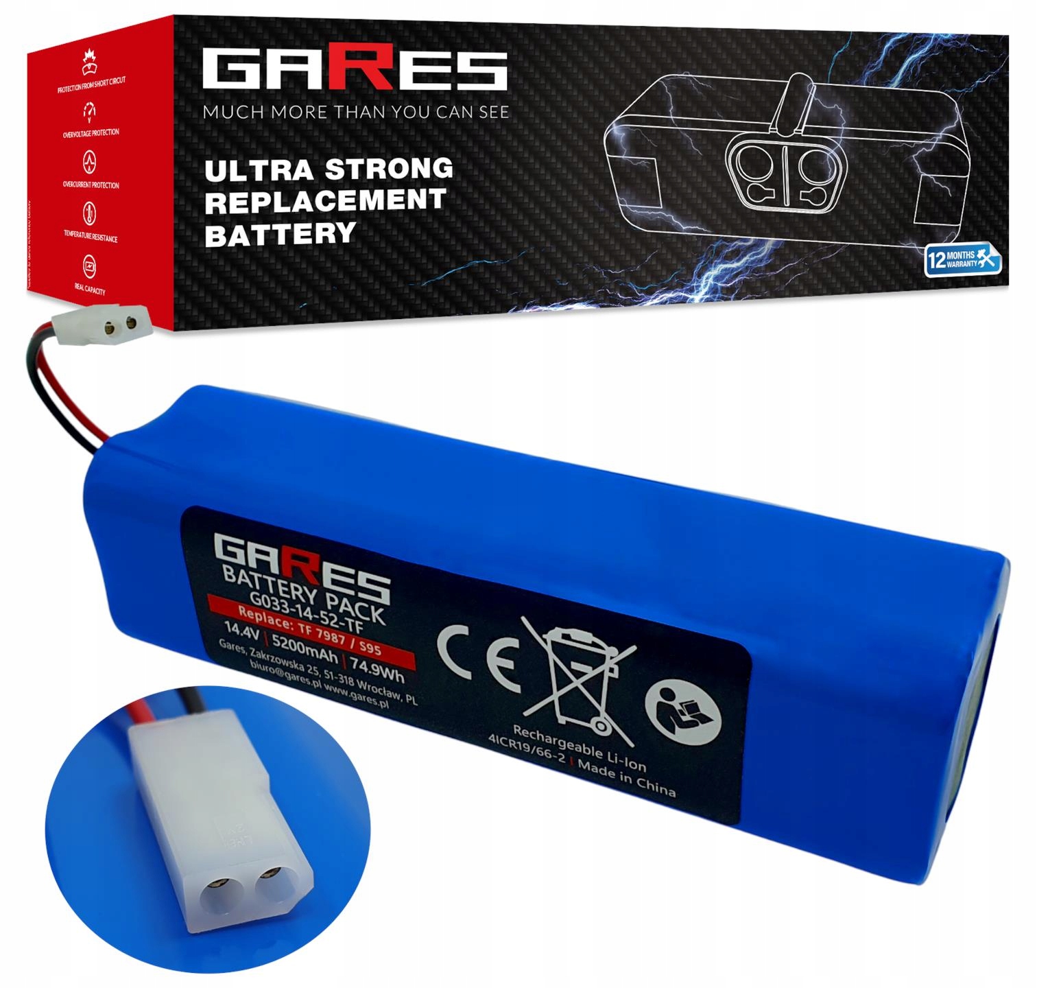 Akumulator Gares do Tefal Serie 95 RG7987 RG7975WH 14,4V 5,2Ah