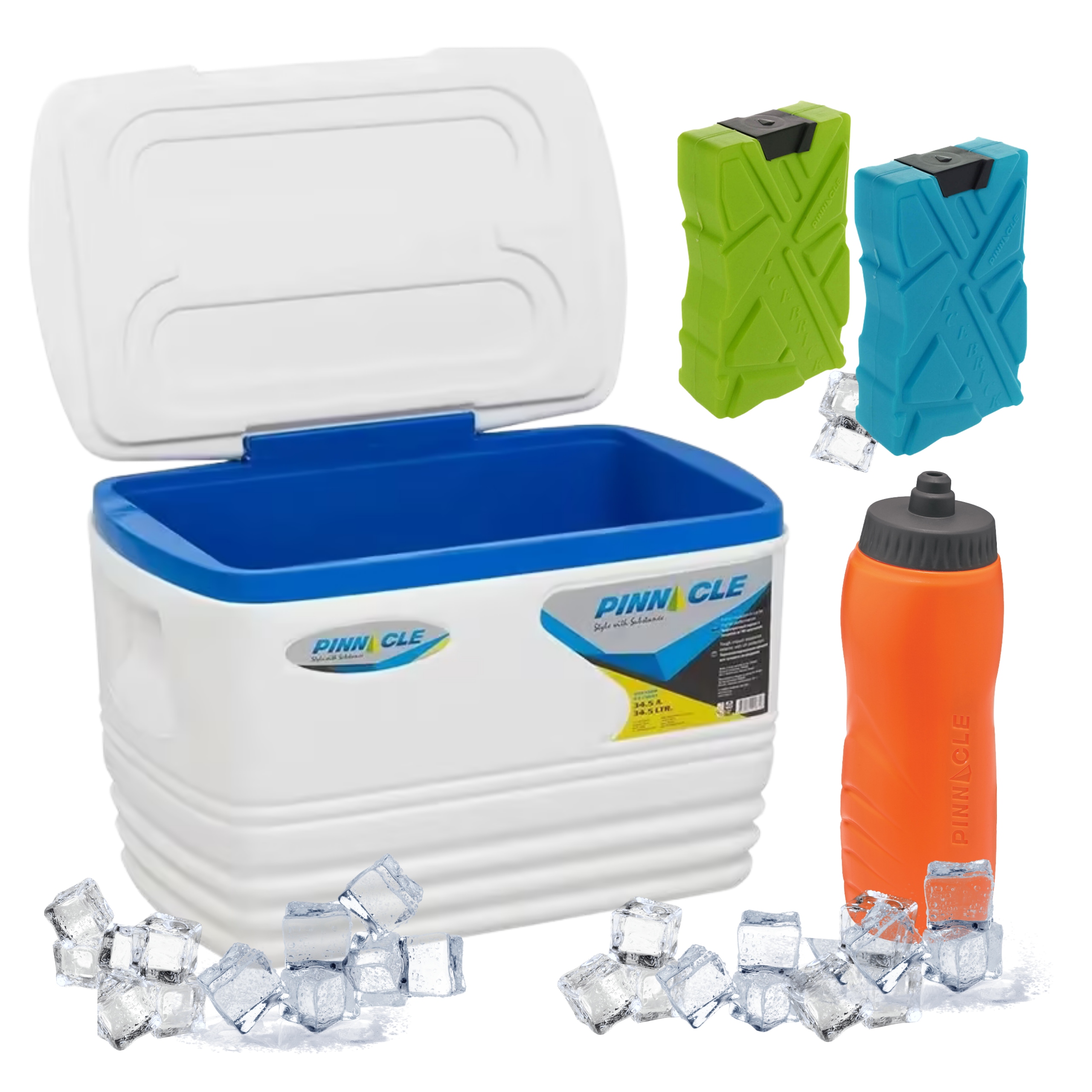 Turistická lednička 34,5 l Bílá Pinnacle chladící vložky 2x330 ml lahev na pití