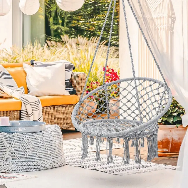 HUŚTAWKA OGRODOWA BOCIANIE GNIAZDO FOTEL WISZĄCY DO POKOJU/OGRODU Materiał metal inny