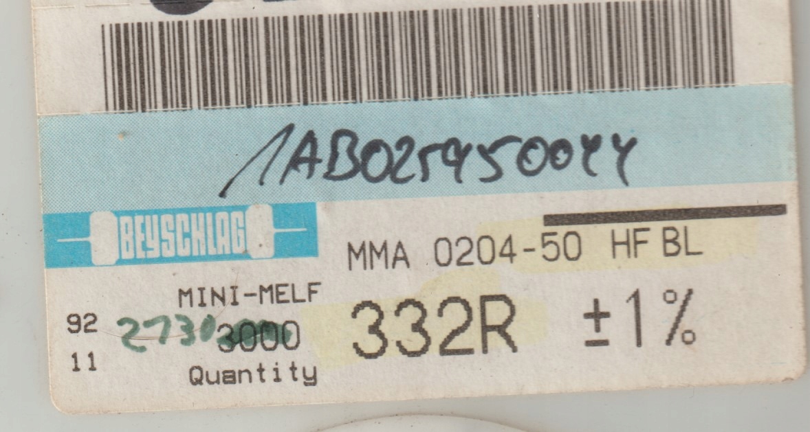 [20szt] 332R 1% 50ppm rezystor Smd mmelf MMA0204HF Beyschlag high frequency