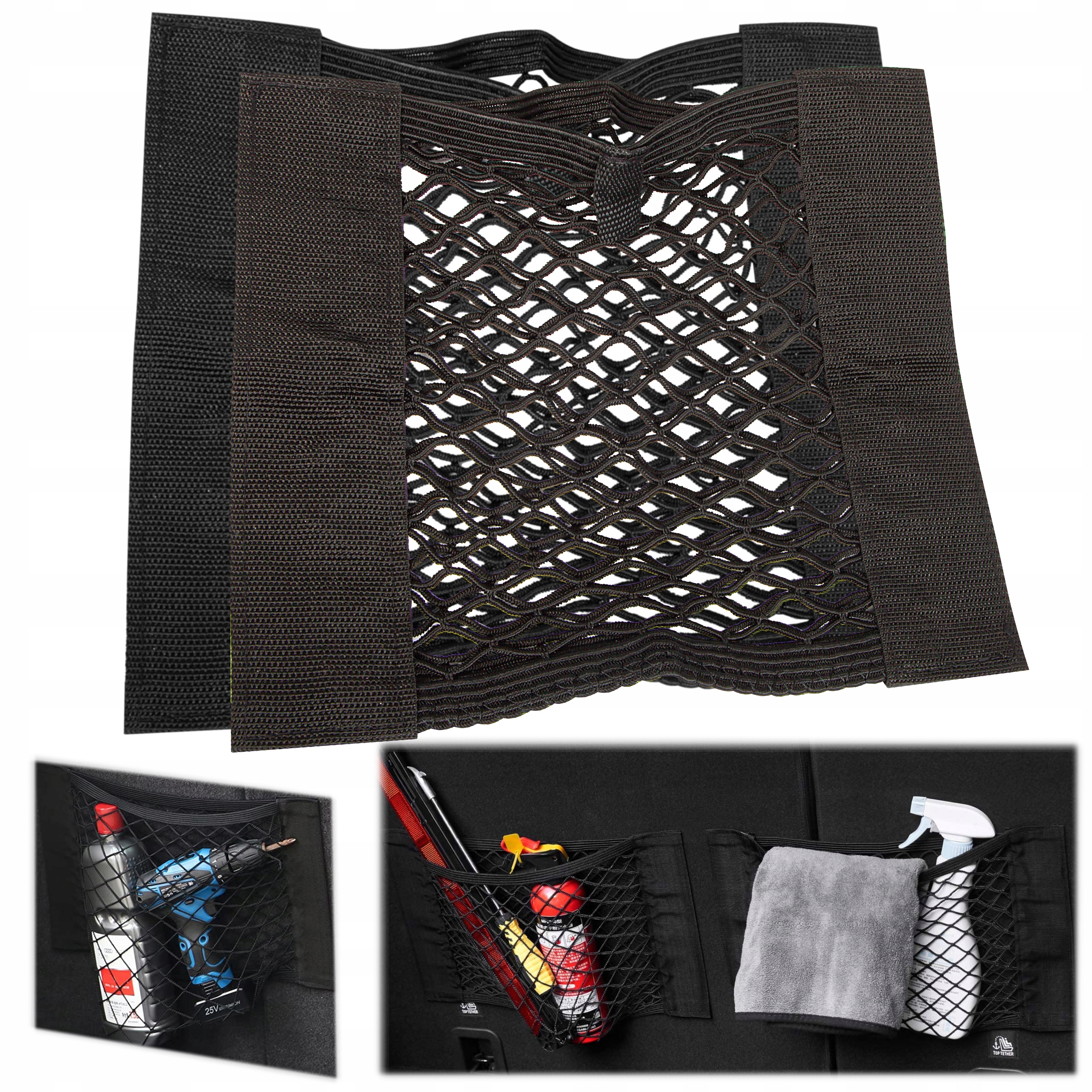 Organizer 2X Siatka Na Rzep Do Bagażnika Auta 30x25cm