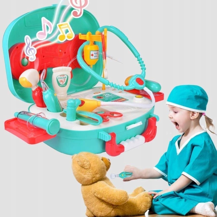 MAŁY LEKARZ DOKTOR W WALIZCE DUŻY ZESTAW ŚWIATŁO DŻWIĘK Wysokość produktu 9 cm