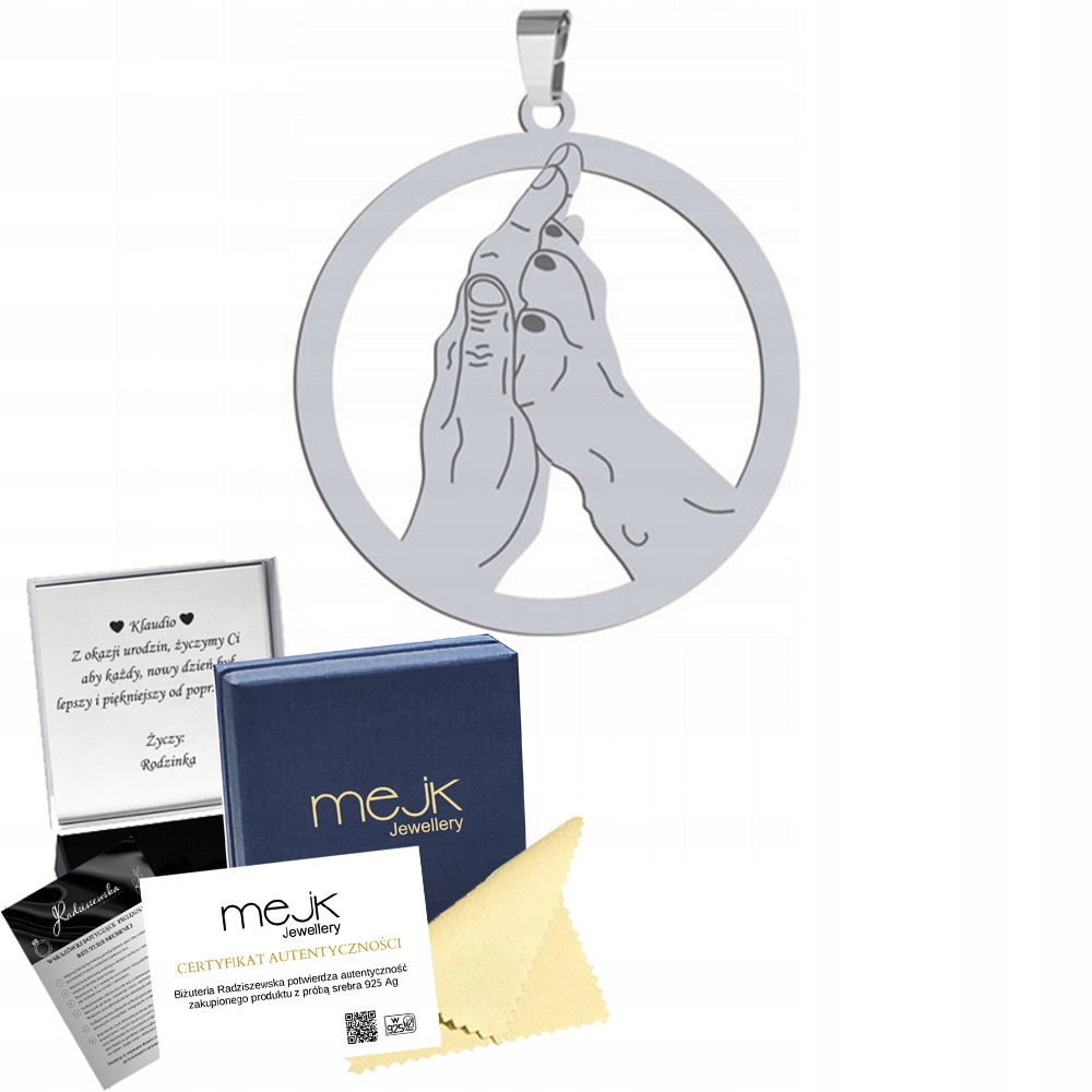 Stříbrný přívěsek s rukou člověka a psí tlapkou 925 Dárek Žena Gravírování