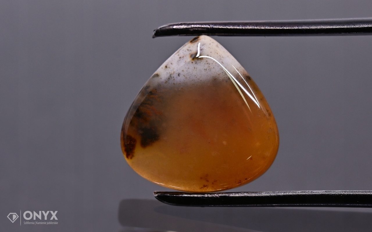 Dendritový achát z Kazachstánu mělký slzný 15x14,5