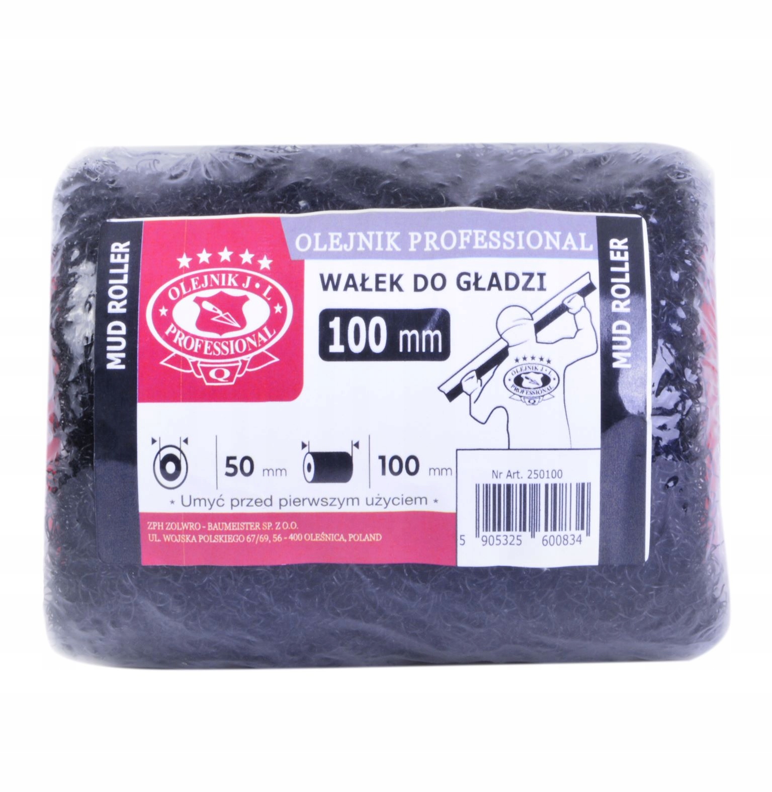 WAŁEK DO GŁADZI SZARY OLEJNIK 10CM + RĄCZKA Marka Olejnik