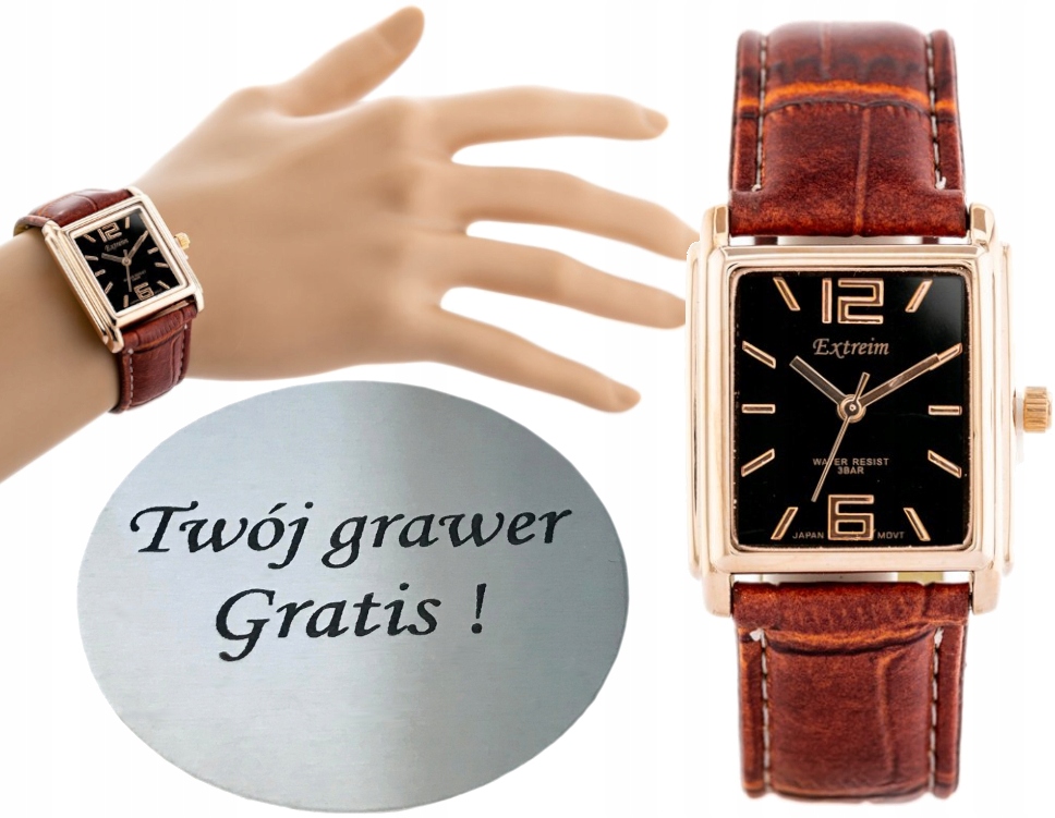 

Modny Zegarek Damski Na Pasku Analogowy + Grawer