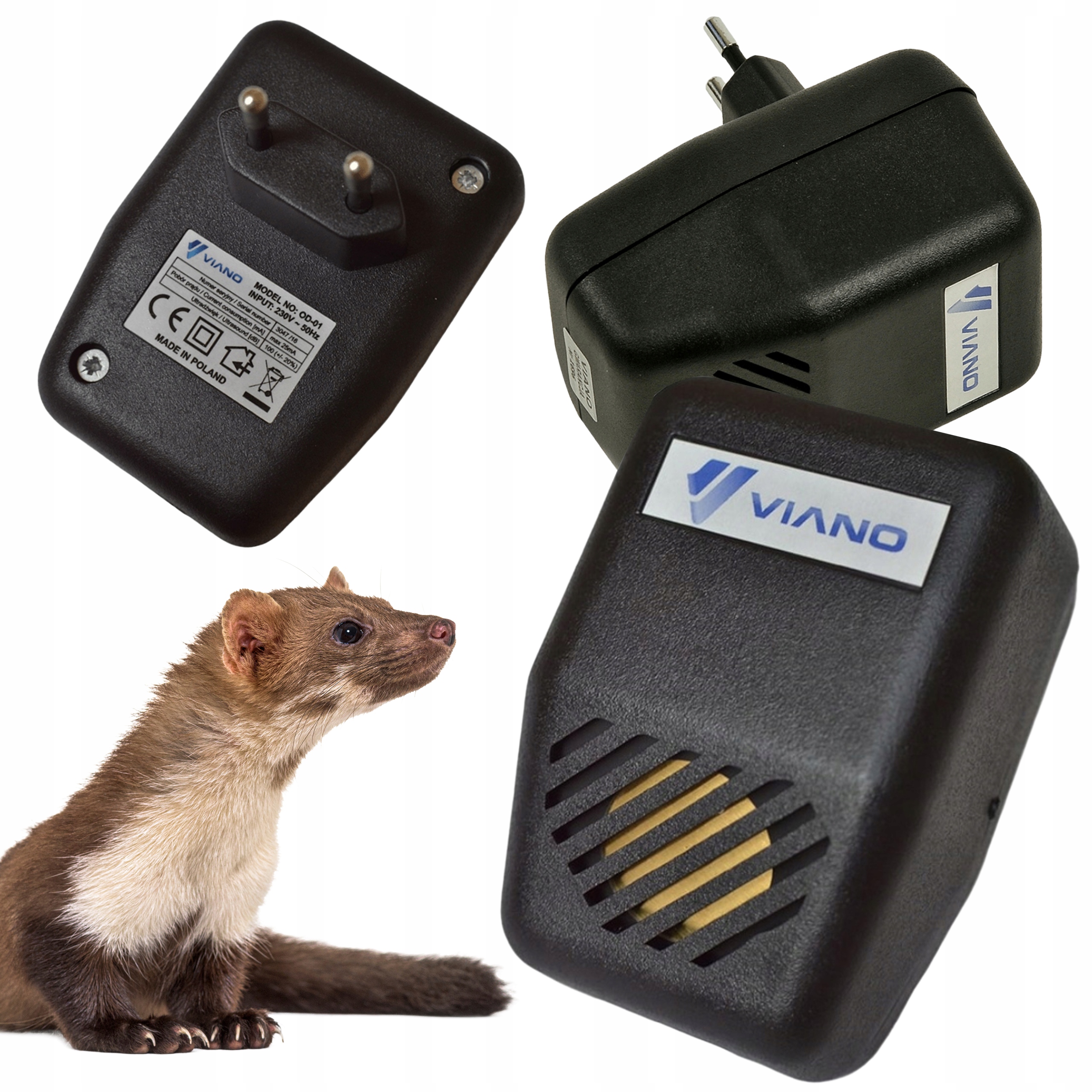 Viano Ultradzwięki Mocny Odstraszacz Gryzoni Na Kuny Szczury Myszy 230V