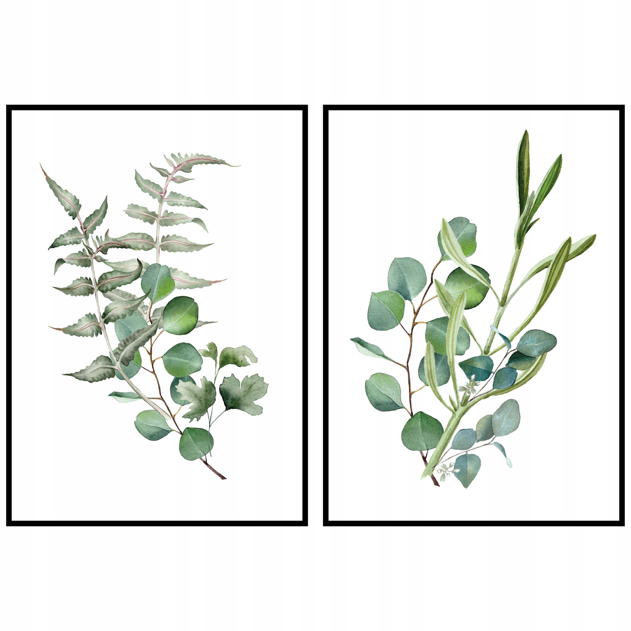 Pilakaty liście botanika zielone trawy grafiki dyptyk 2szt 40x50cm