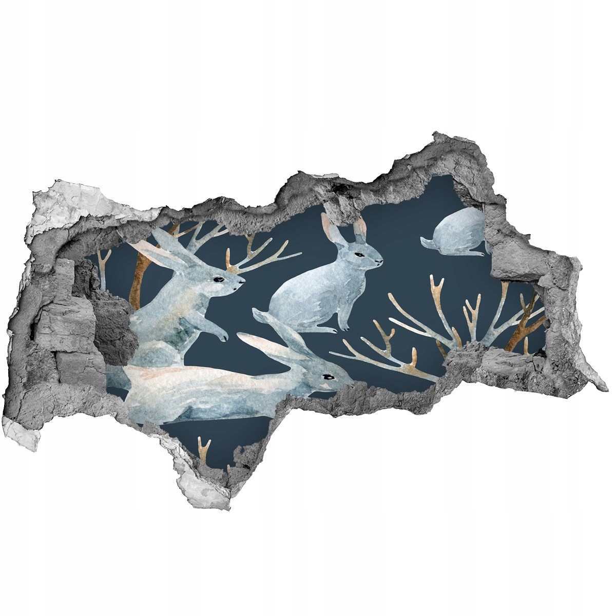 

Dziura 3d fototapeta Naklejka Króliki zimą 95x73