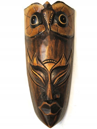 

Rzeźba Maska Etniczna Drewno Sowa Rękodzieło 20cm