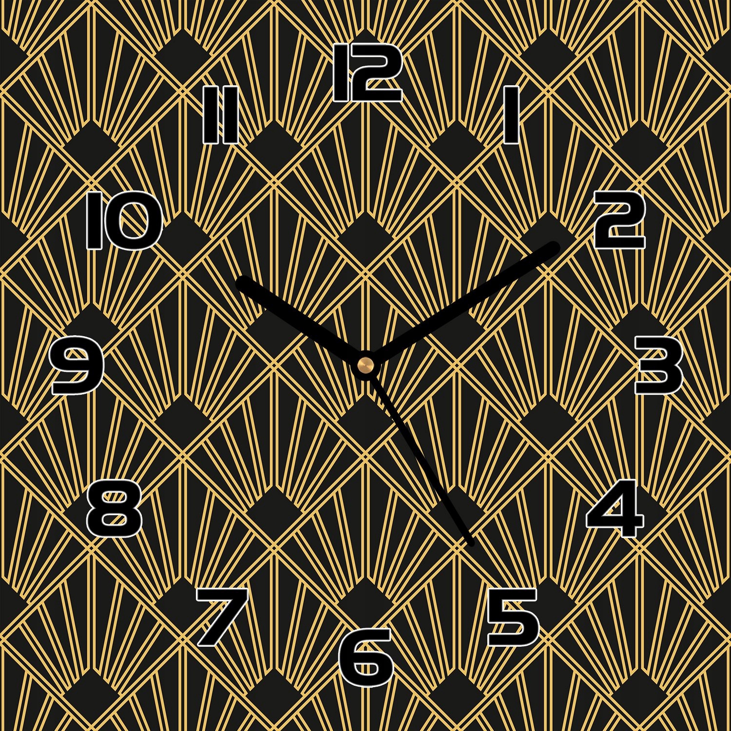 

Zegar na szkle Art Deco czarny i żółty 30x30 cm