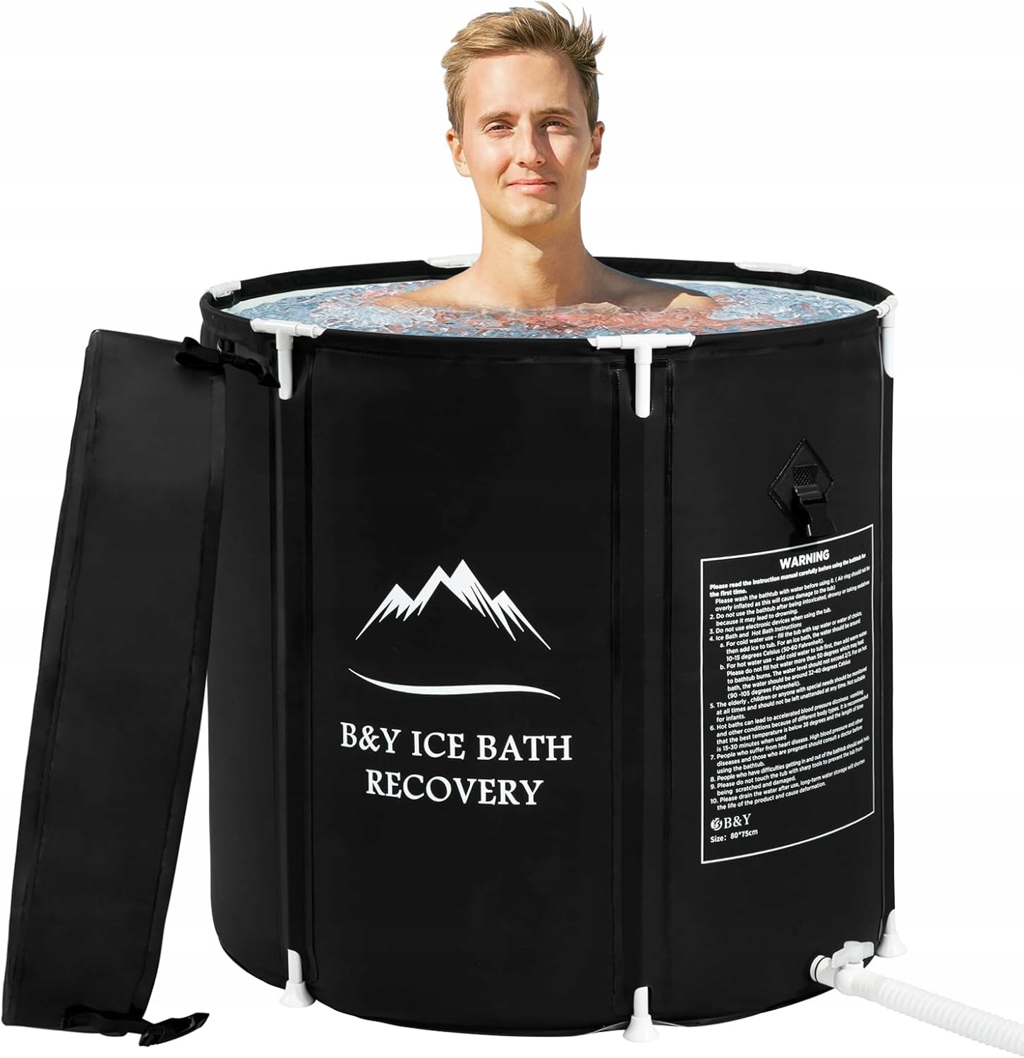 Skladacia ľadová vaňa B&y pre dospelých s pokrievkou 80 x 75 cm, čierna