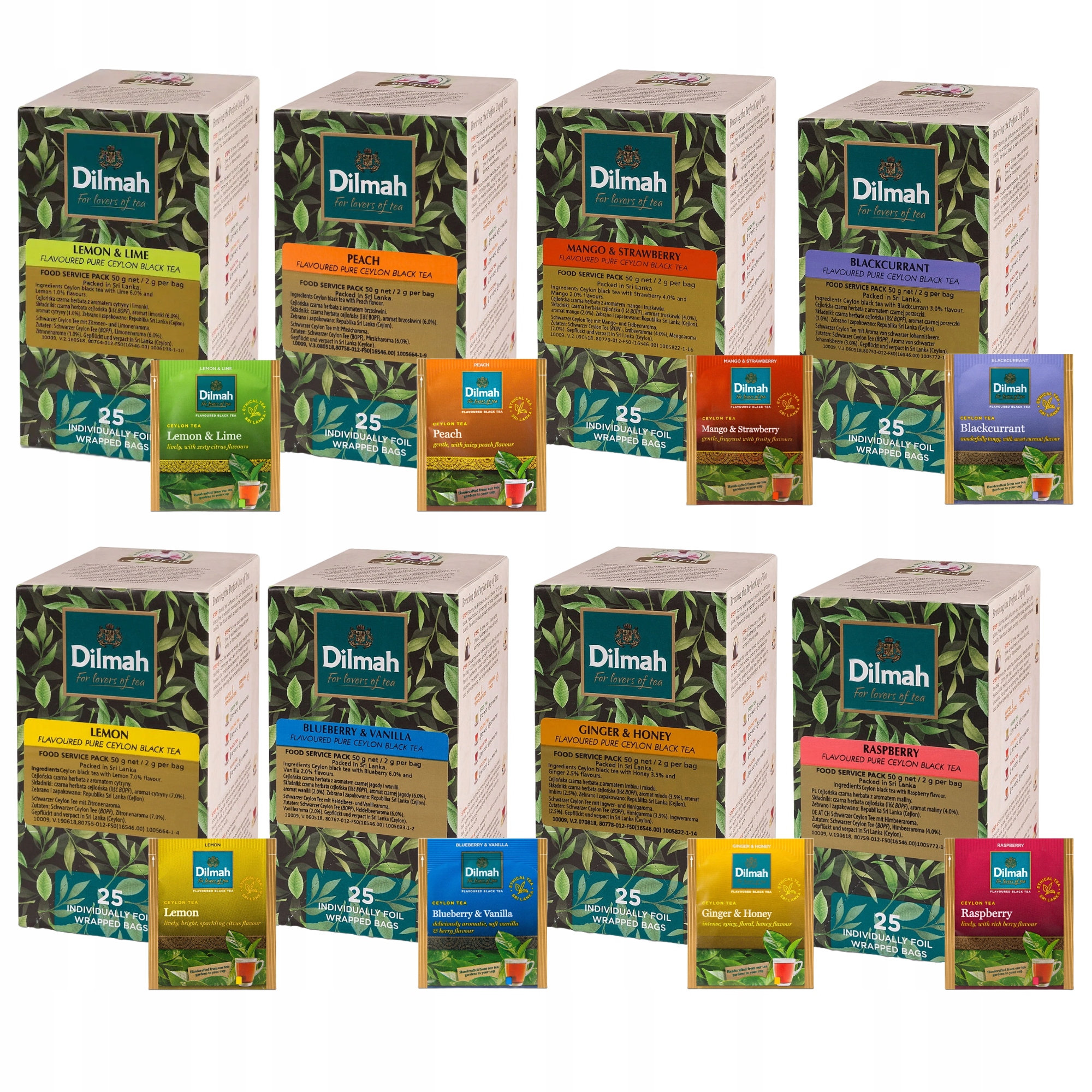 Zestaw Degustacyjny Herbata Czarna Dilmah 8 Smaków 200 Kopert