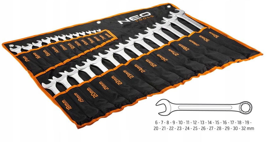 Očkoploché Kľúče 6-32 MM, Sada 26 Ks 09-754 Neo Tools