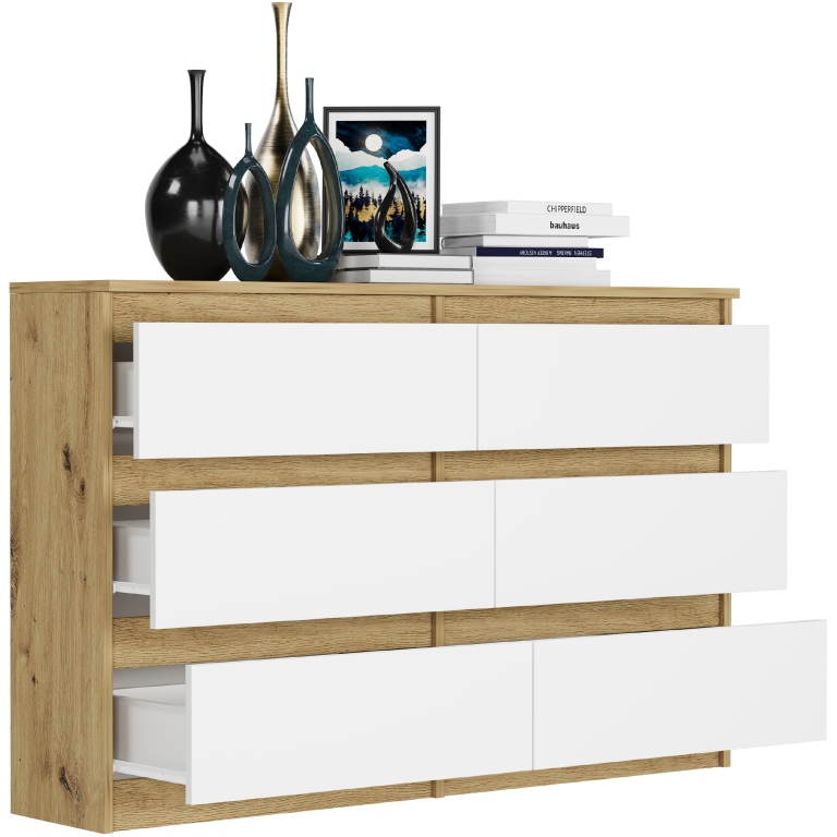 KOMODA 120CM SZAFKA 6 SZUFLAD R-120 ARTISAN MIX