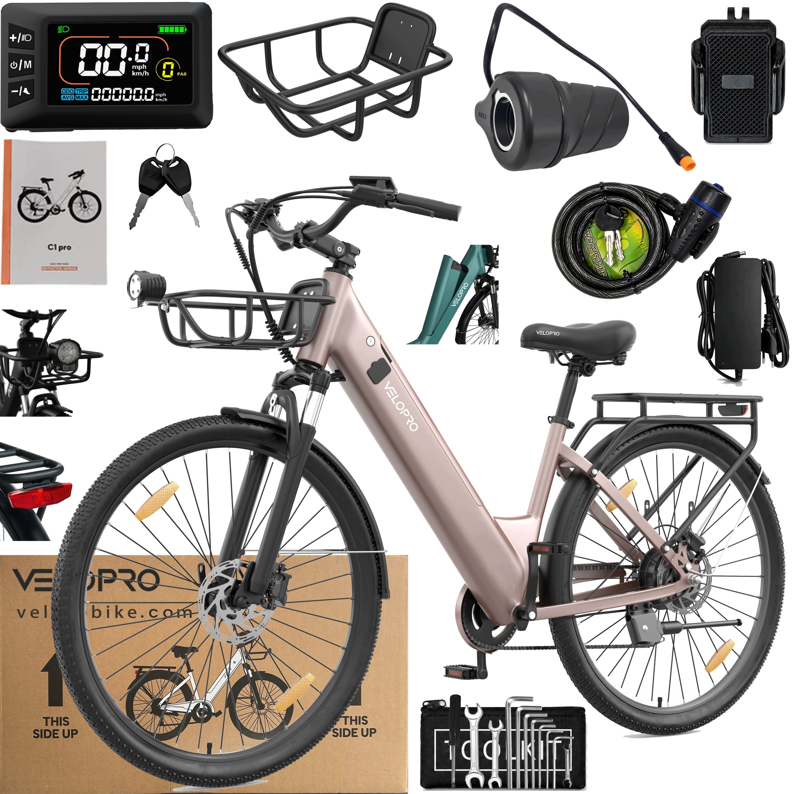 Elektrokolo Velopro C1 Pro 250W 25KM/H 36V 18Ah 150KM plynová páka