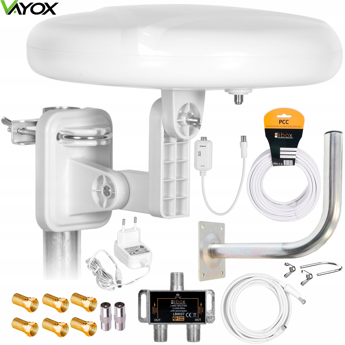 Všesměrová Anténa Tv DVBT2 MUX8 Lte Set 4K Vayox