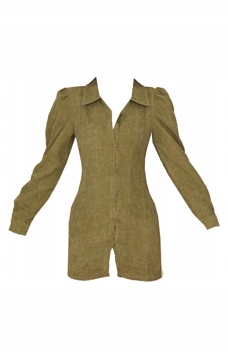 F0D108 KHAKI SUKIENKA KOSZULOWA PRETTYLITTLETHING S Rozmiar S