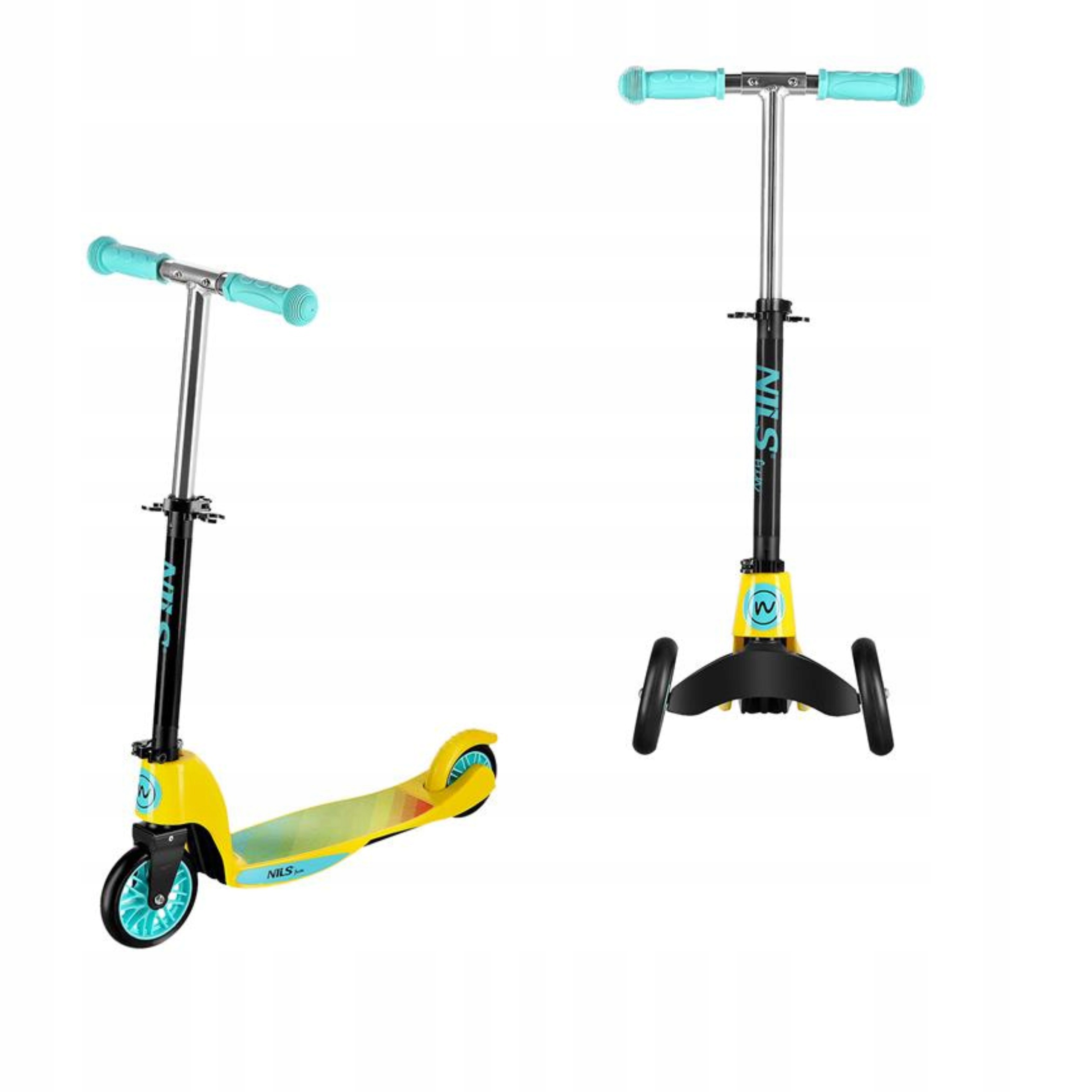 Hulajnoga limonkowa trójkoła dwukoła dla dzieci Nils Fun HLB202