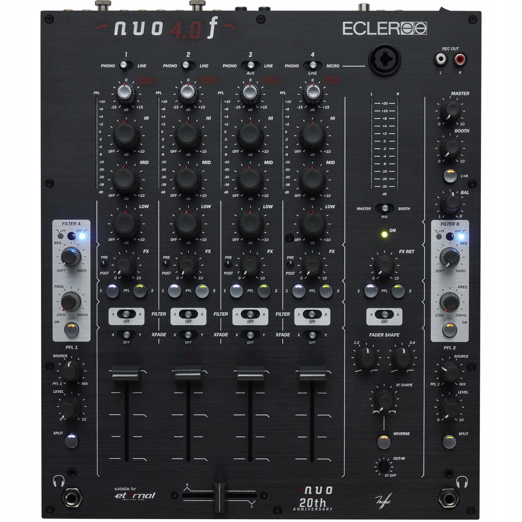 Ecler Dj Nuo 4.0F Balck Analógový Mixér Dj 4-kanálový