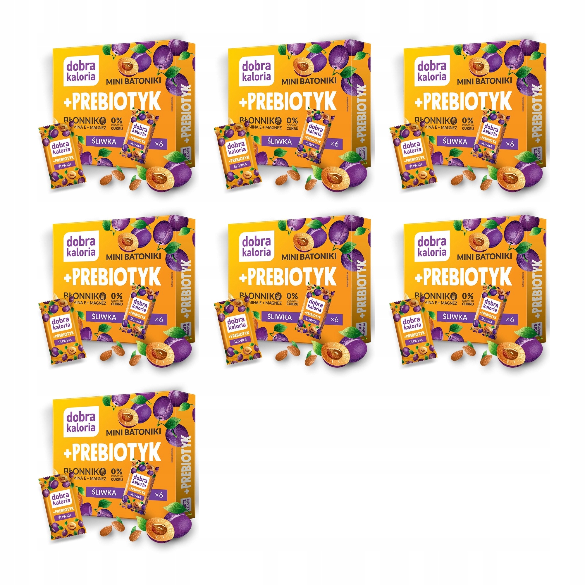 Zestaw Dobra Kaloria Mini batoniki daktylowe Śliwka Prebiotyk 102 g 7 szt.