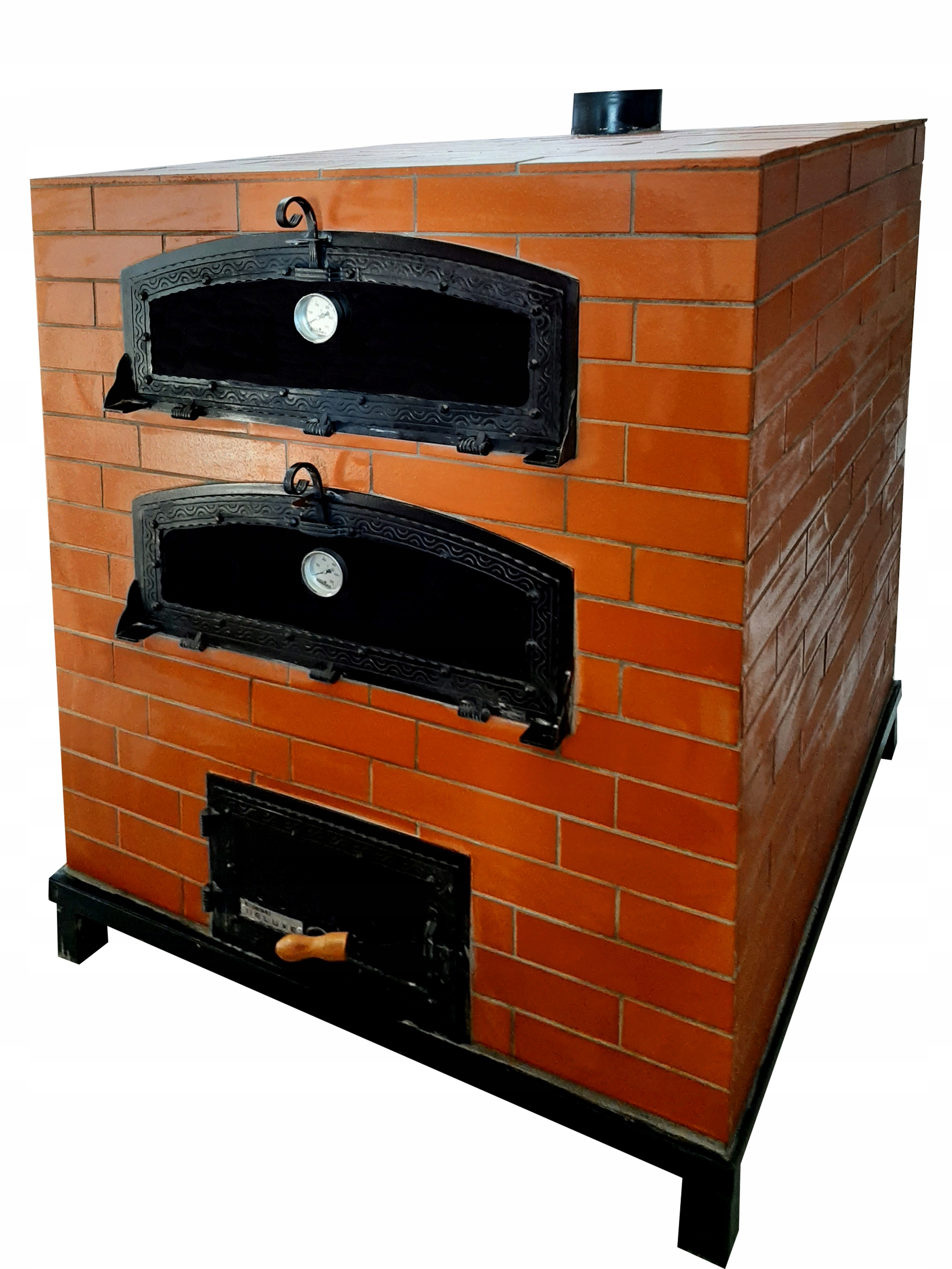 Kamna kamna na chléb s dřevěným opékáním, patrová, 2 komory v klinkru