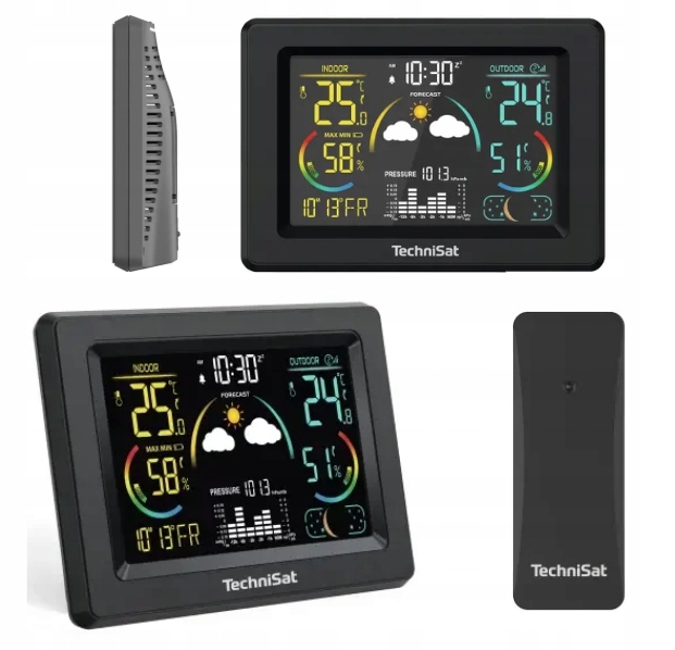 Stanice Počasí LCD teploměr venkovní senzor Dcf TechniSat Imeteo 600