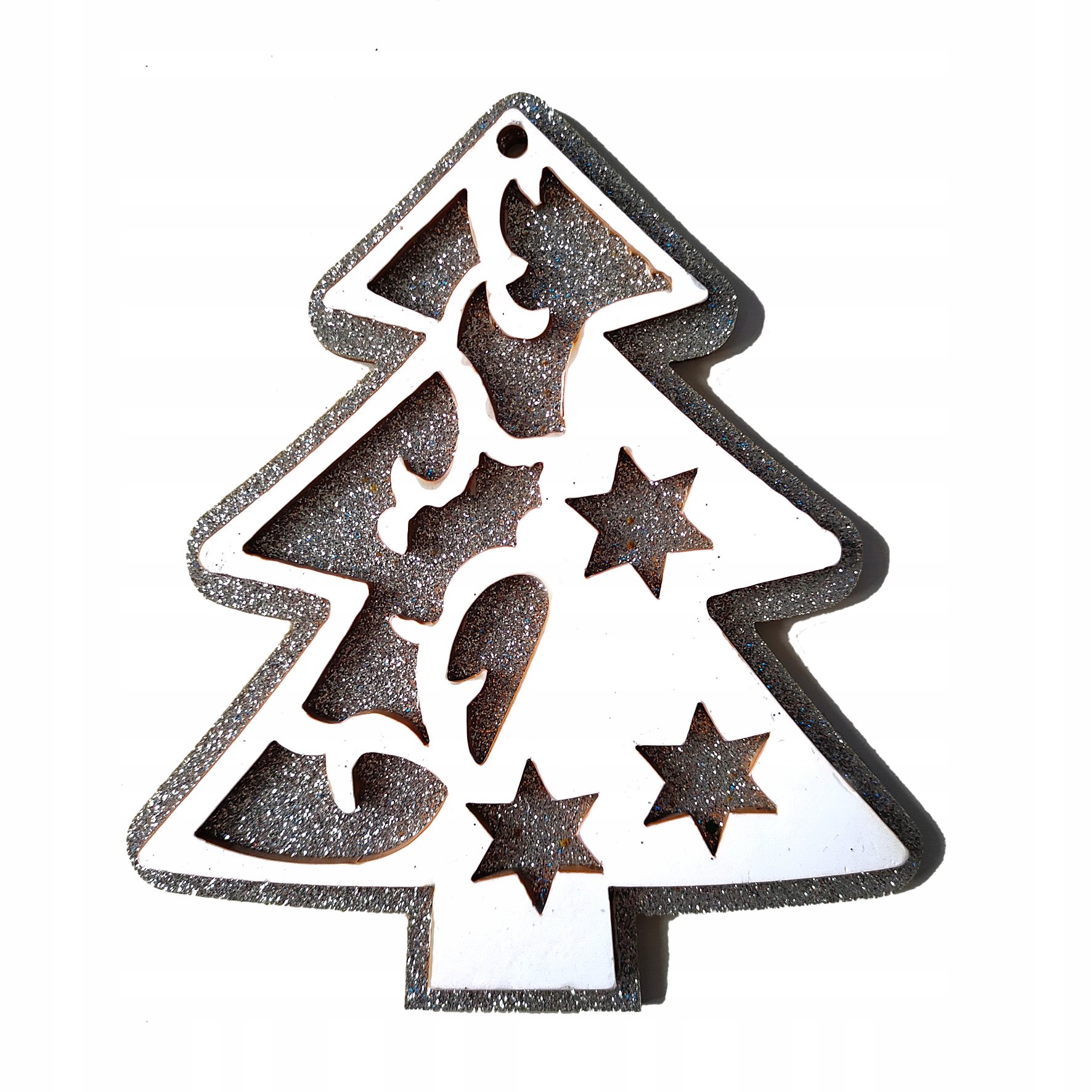 

Zawieszka świąteczna Choinka drewno brokat 13cm