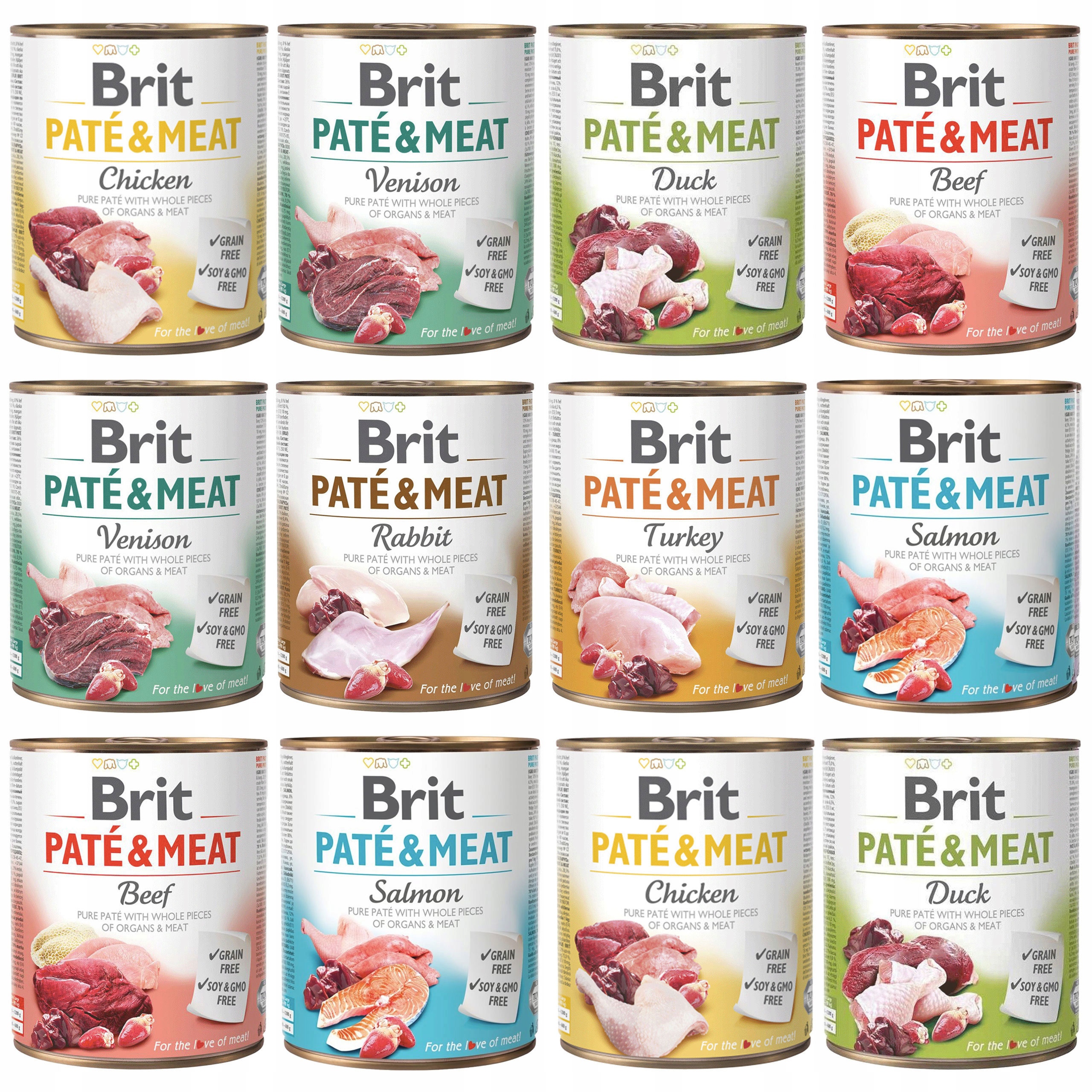 Levně Brit Pate & Meat Krmivo mokré pro psy mix chutí 12 x 800 g bezobilné Adult