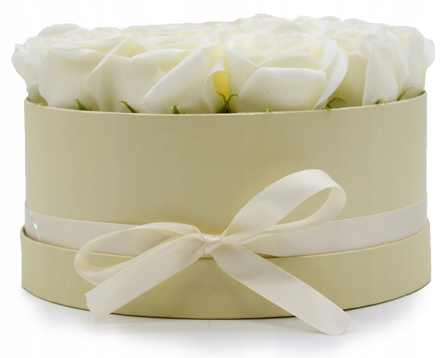 Mydlany Flower Box - 14 Kremowych Róż w Pudełku