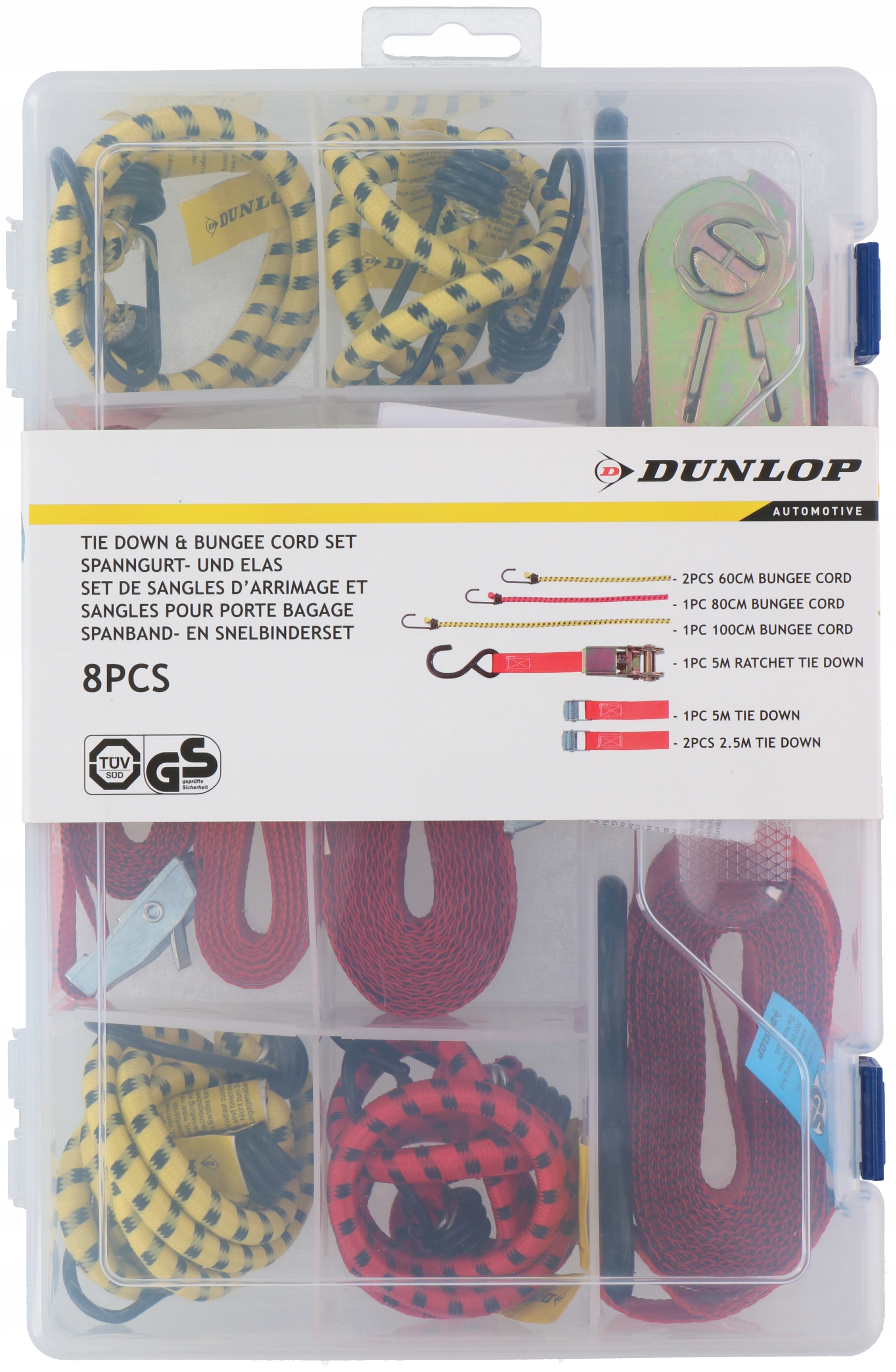 Pasy transportowe mocujące linki zestaw 8w1 skrzynka Dunlop
