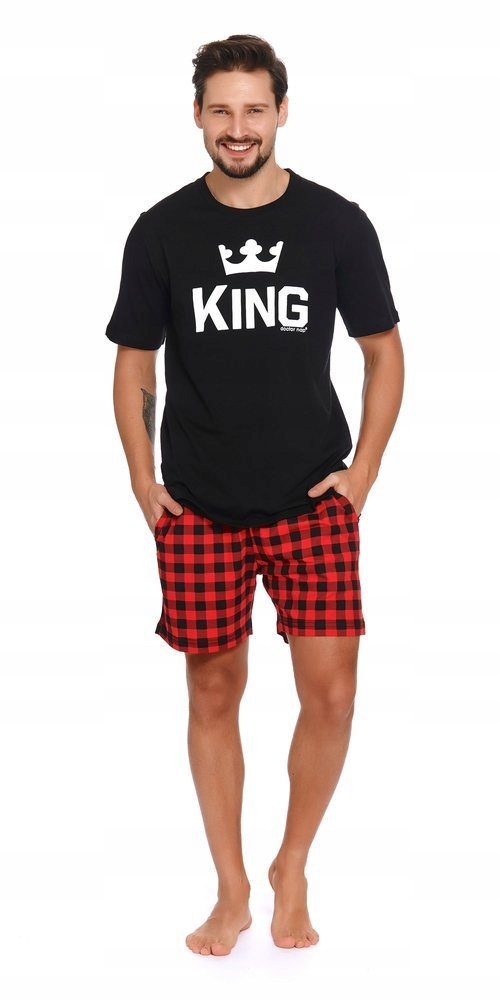 Pánské pyžamo černé M krátký rukáv bavlněné Red Doctor Nap Novinka