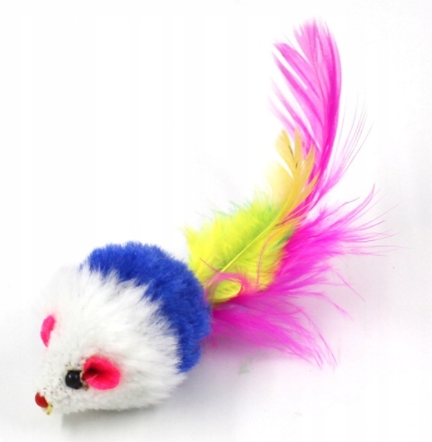 

Zabawka dla kota myszka z piórkiem myszki piórko