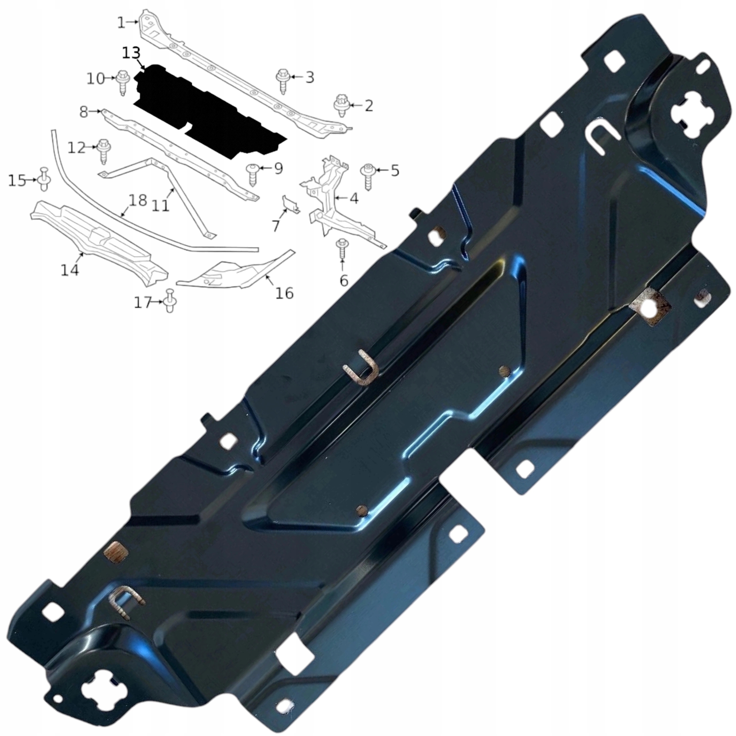Přední Pás Horní vyztužení kryt spojky horní plech Bmw 3 G20 G21 17+