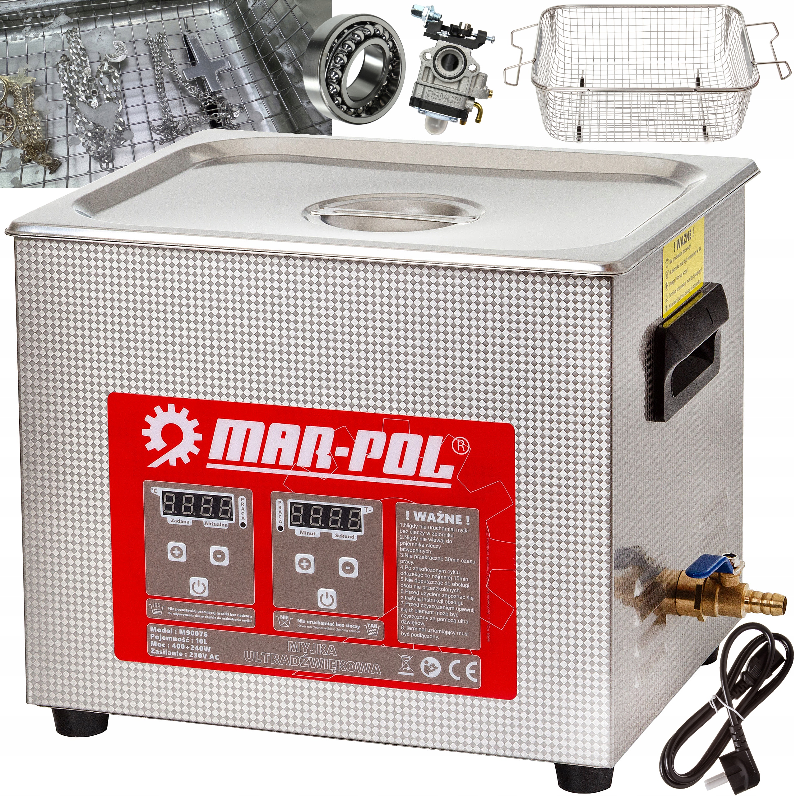 Ultrazvuková Vaňa 10 L Sterilizátor Umývania Častí Kavitácia 550 W