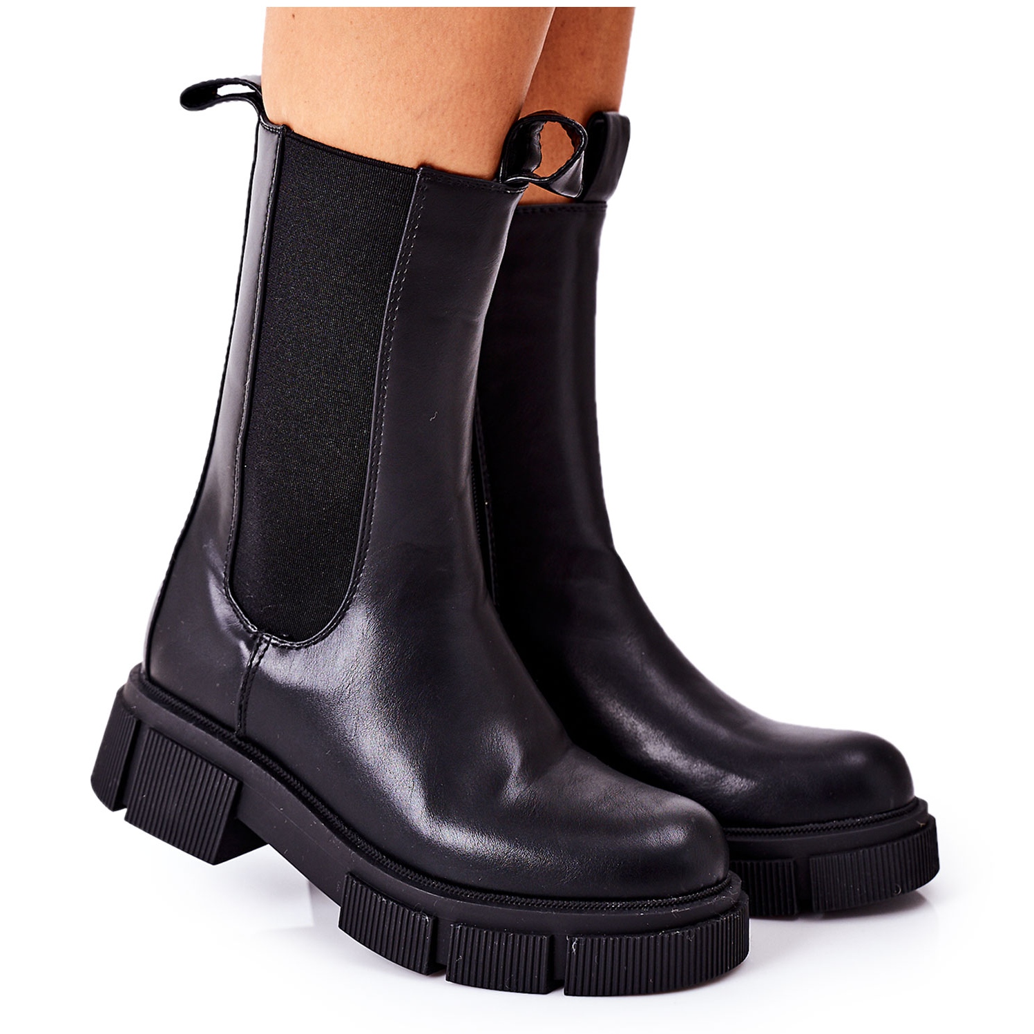 

Czarne Skóra ekologiczna Buty Botki PS1 r.41