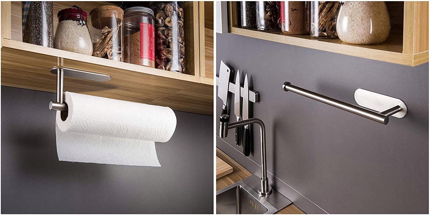 UCHWYT NA RĘCZNIK PAPIEROWY FOLIĘ KUCHENNY WIESZAK SREBRNY PRZYKLEJANY Marka Gockowiak