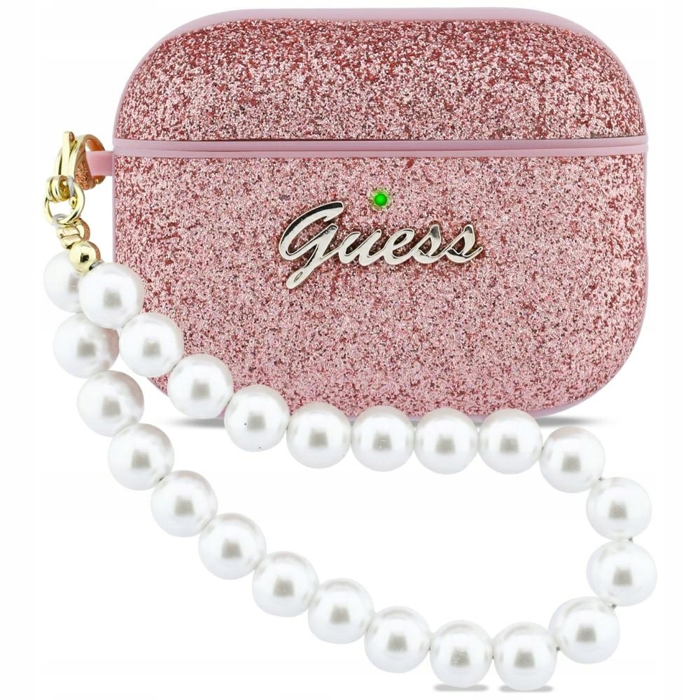 Pouzdro Pro Airpods Pro 3 Guess Glitter Pearl Strap Růžové