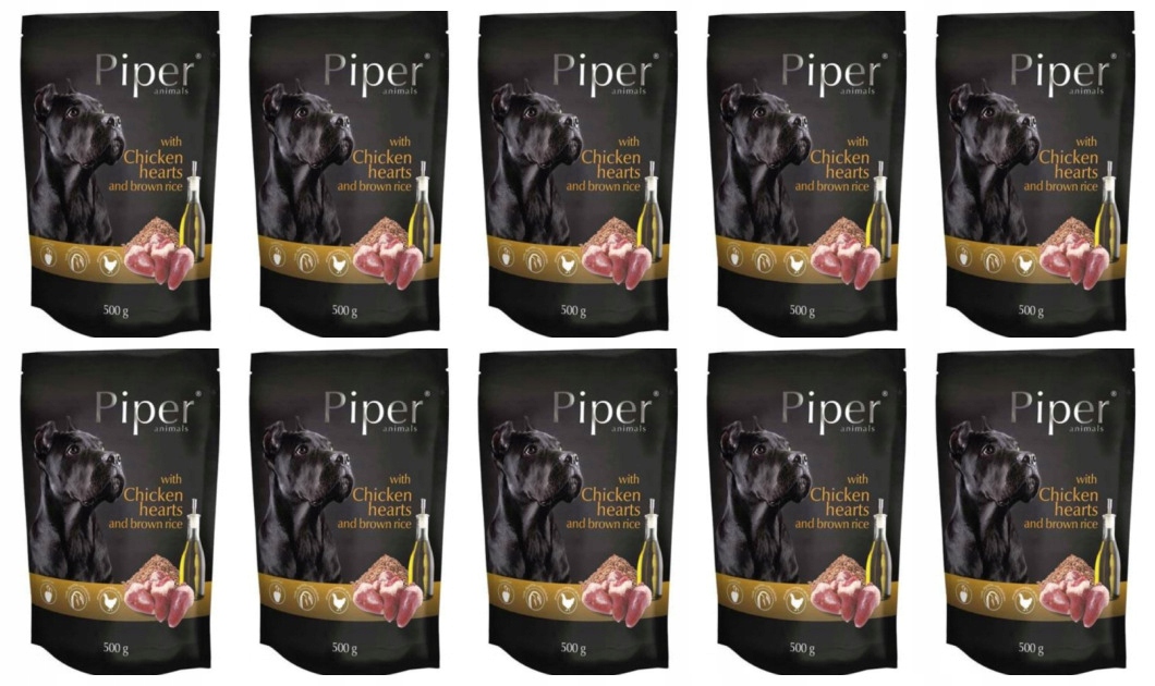 Levně Krmivo pro psy s kuřecími srdíčky Piper 500g x 10 ks