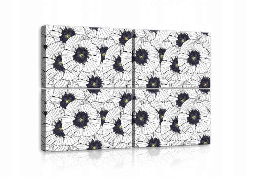 Obraz 120x80 modulární polyptych bez rámu máky květiny vzor grafika