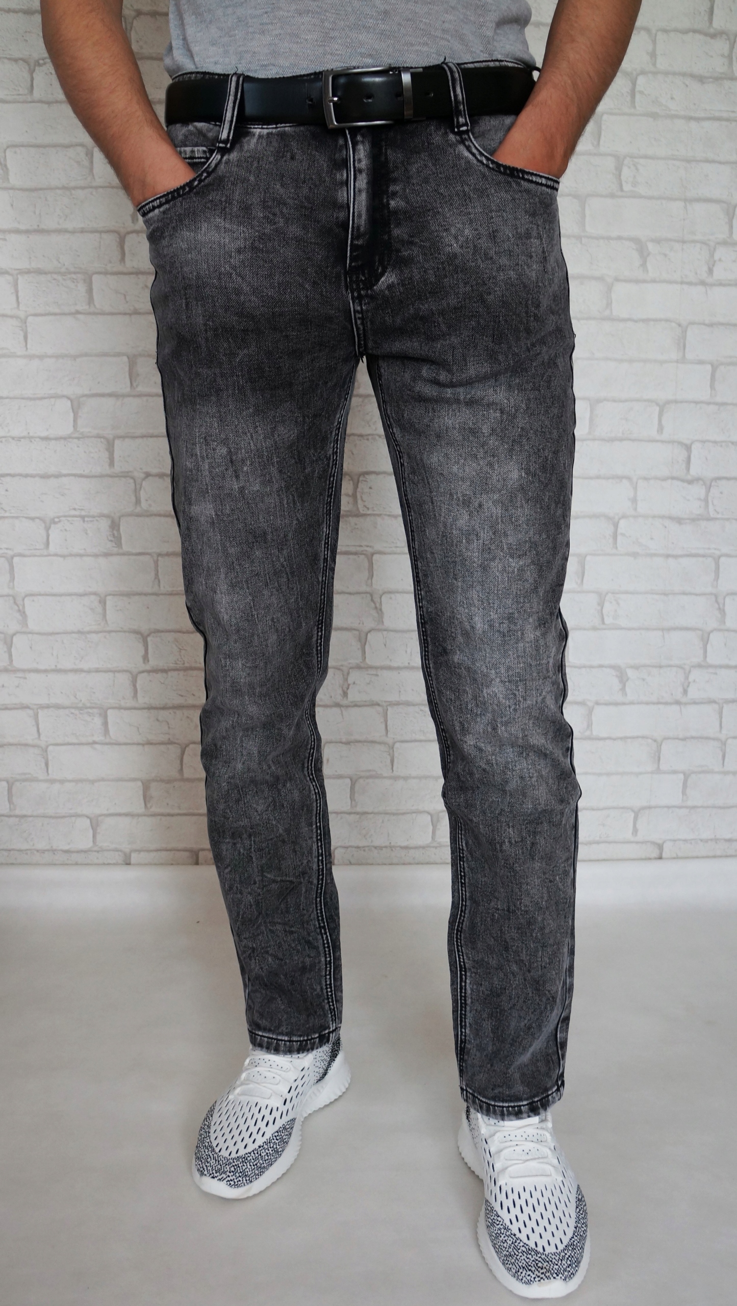 MĘSKIE SPODNIE JEANSY CZARNE SZARE W37 L32 Marka inna