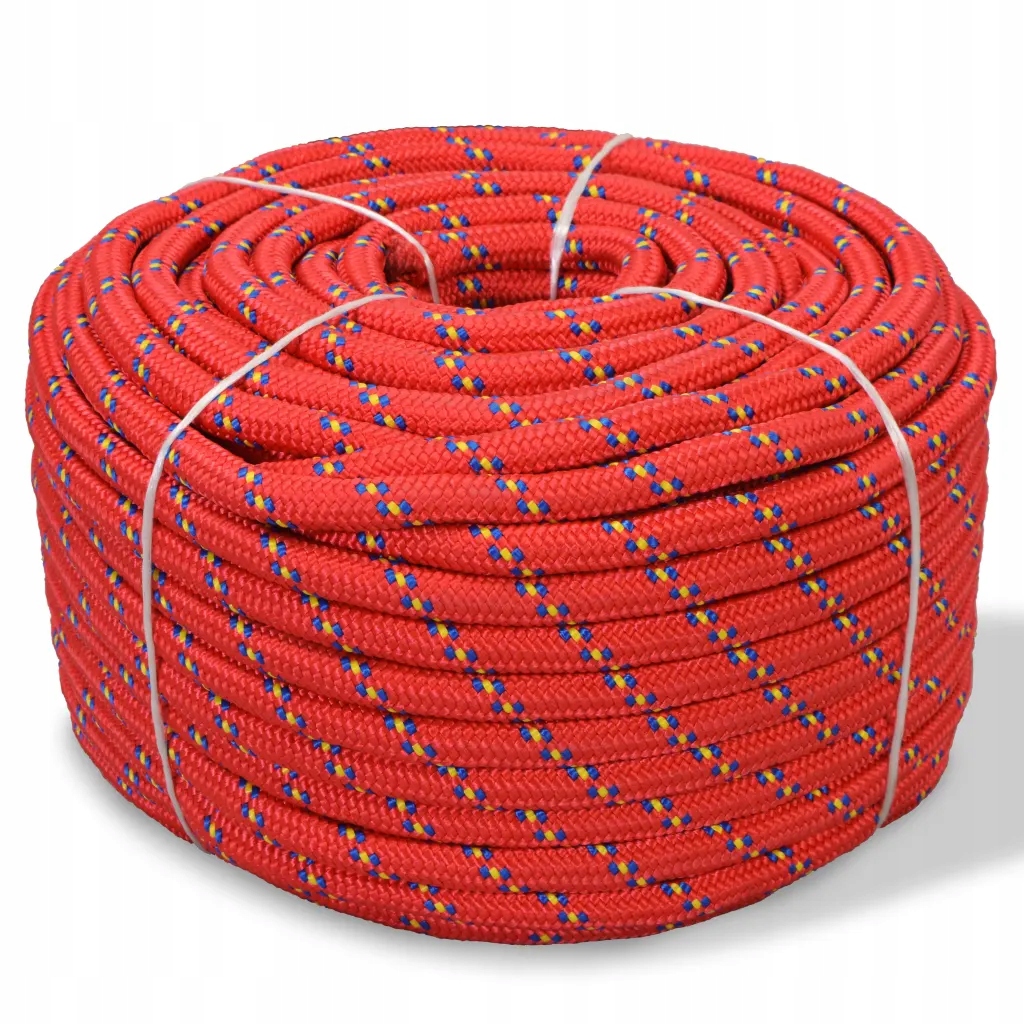 Červená polypropylenová šňůra 8 mm x 100 m pro plachtění