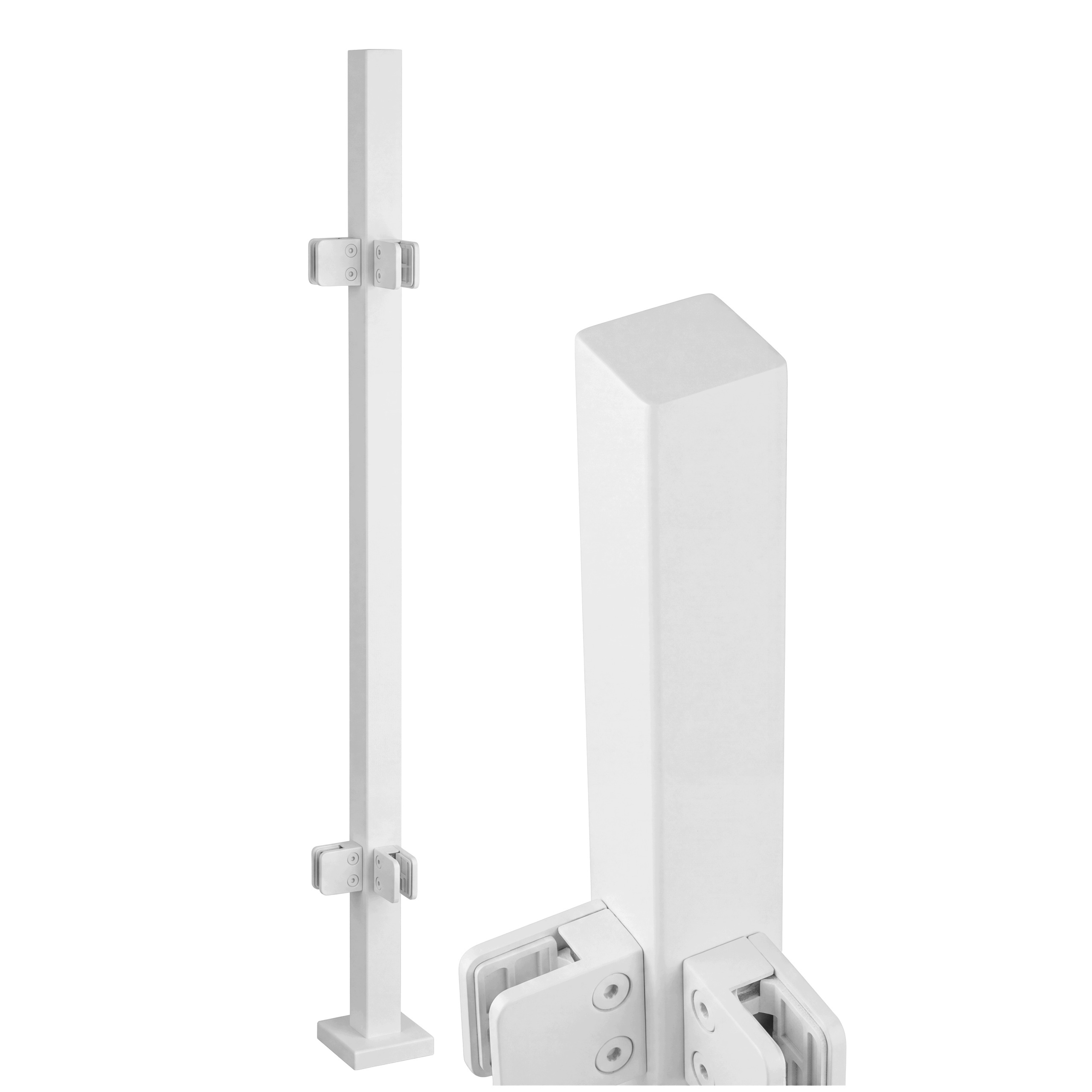 Rohový Sloupek 100 cm pro skleněné zábradlí Bílý nerezový 40x40 mm