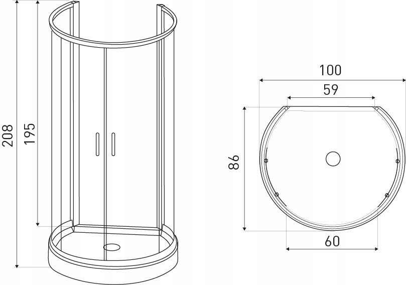 KABINA PRYSZNICOWA PRZYŚCIENNA 100x86x208 Marka Kerra