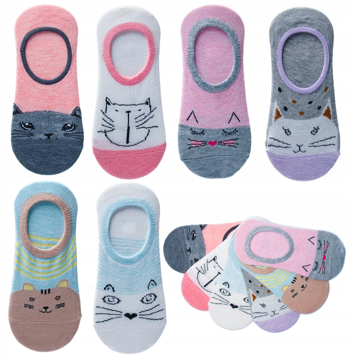 

6 x Bawełniane Stopki dziecięce Kolorowe Skarpetki