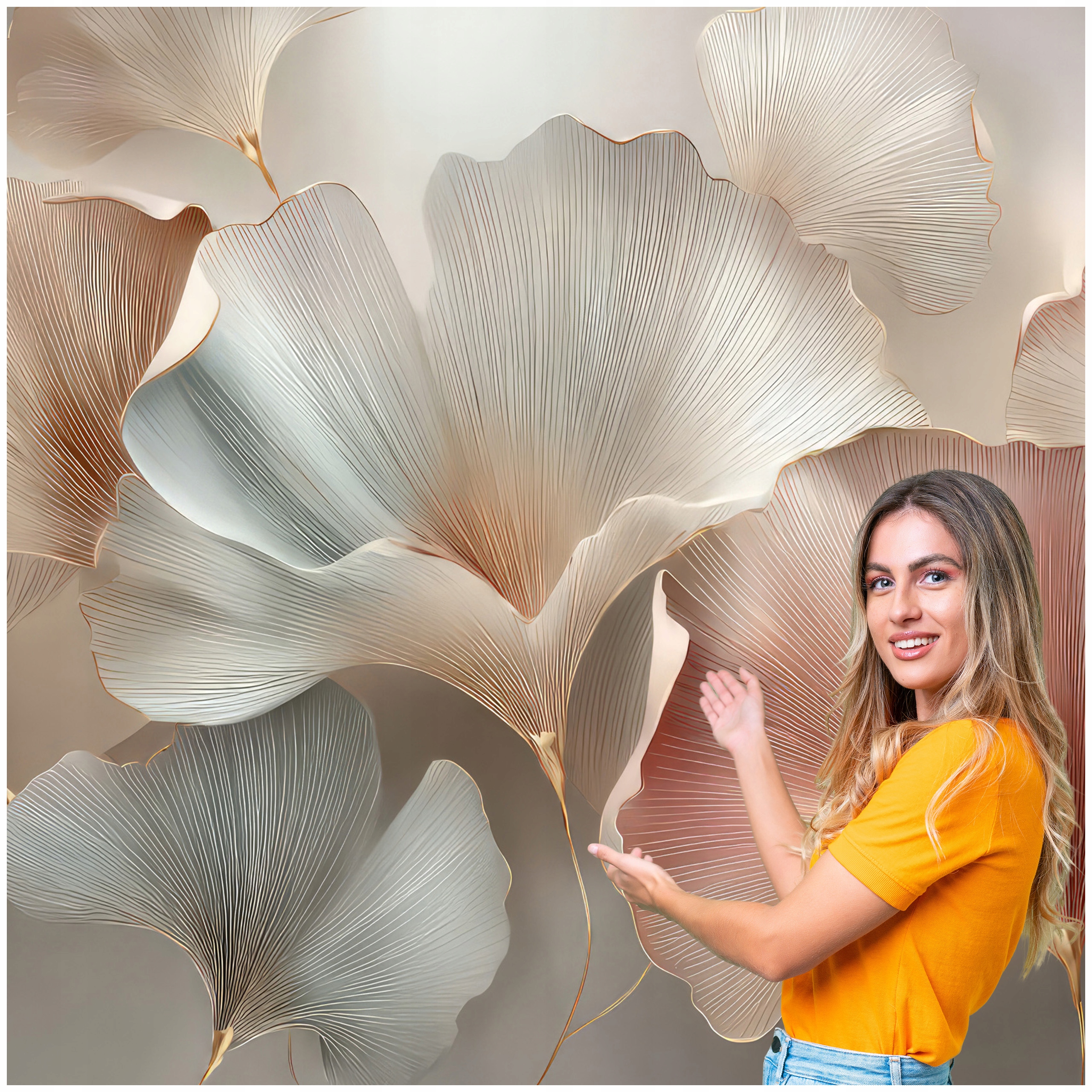 Fototapeta Obývací Pokoj Ložnice Ginkgo Listy Příroda Boho 490x280 MLN08W