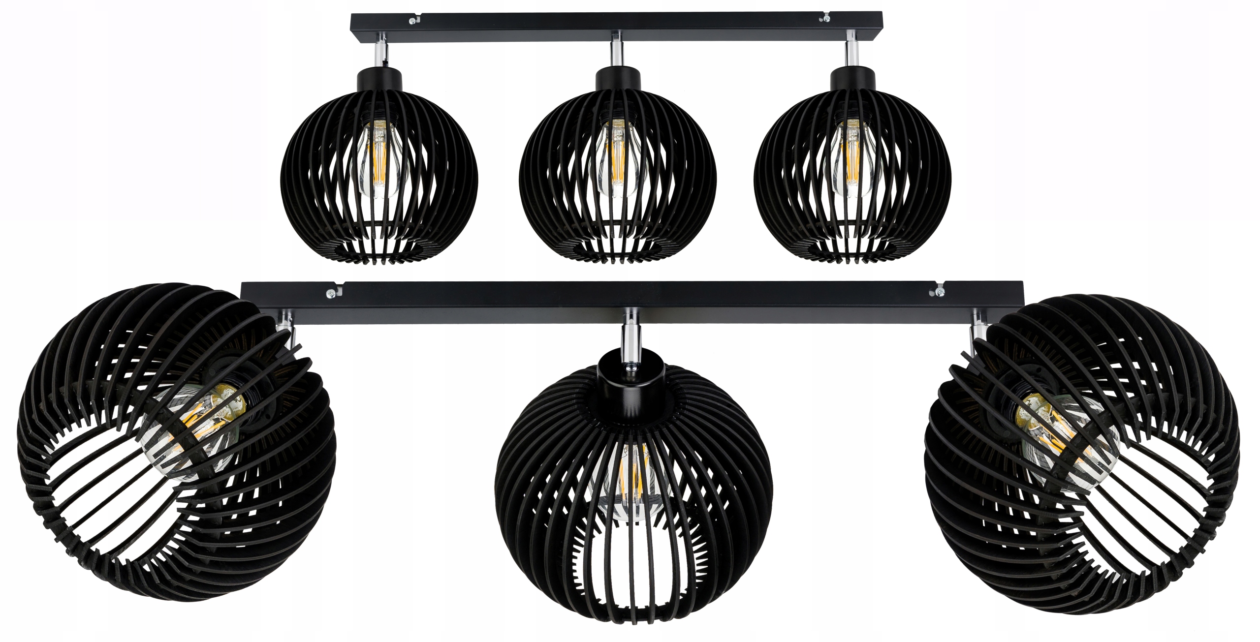 Stropní Svítidlo Stropní Svítidlo Pohyblivý Lustr Loft stínidlo Černé Dřevo na 3x E27