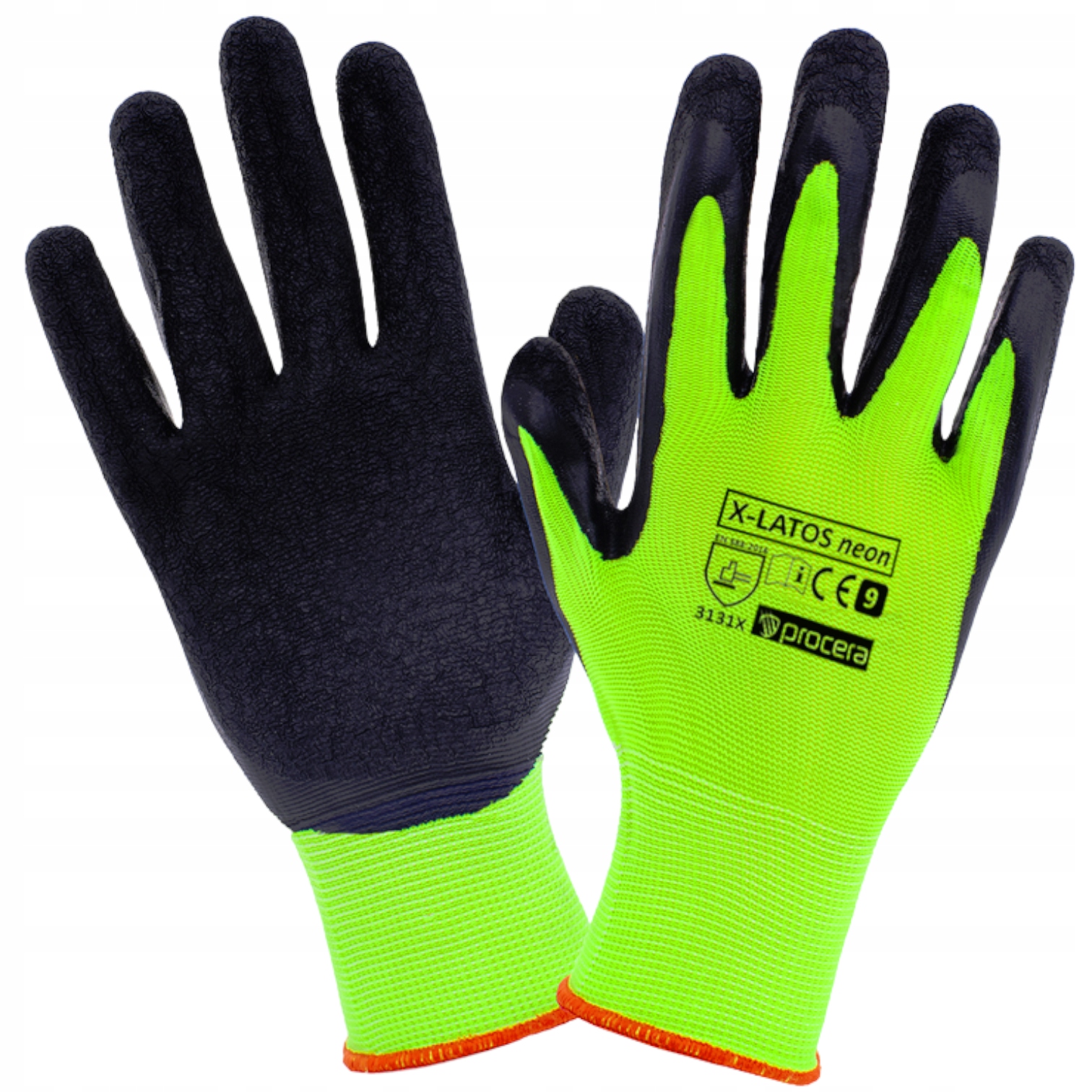 RĘKAWICE X-LATOS NEON ROZMIAR 9 OCHRONNE LATEKS
