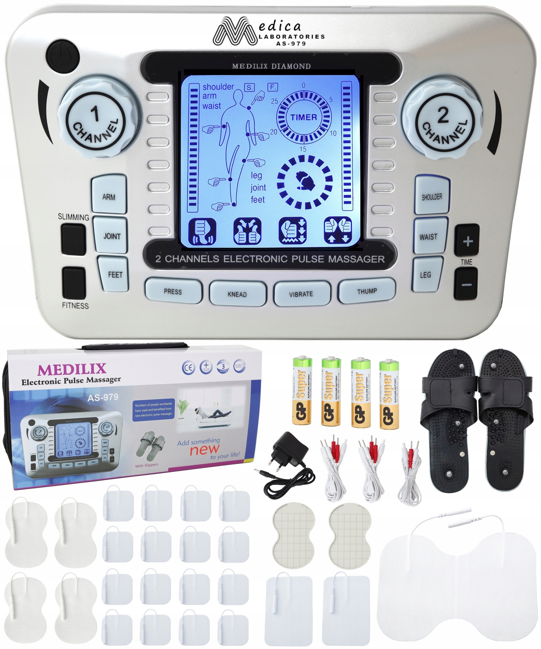 

Elektrostymulator Tens Ems Elektrody 3 Rodzaje+bat